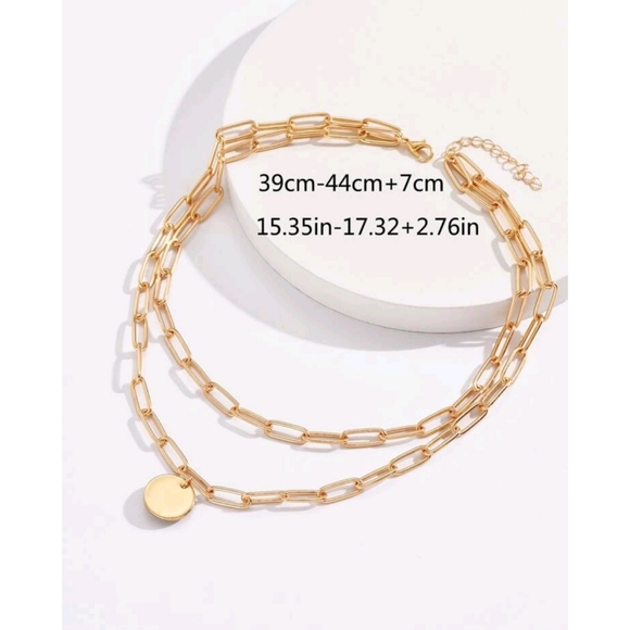 Anthropologie Kasey Layered Trendy Charm & Paperclip Gold Necklace - Picture 4 of 4